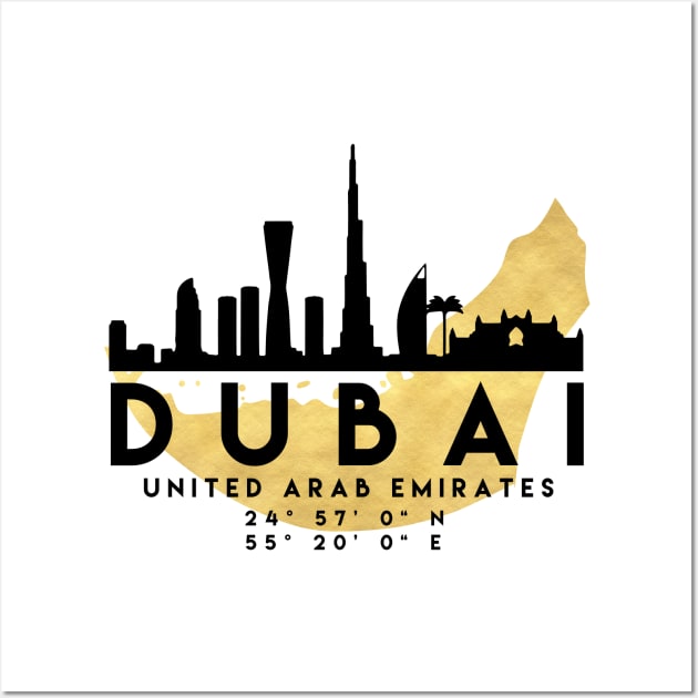 Dubai United Arab Emirates Skyline Map Art Wall Art by deificusArt